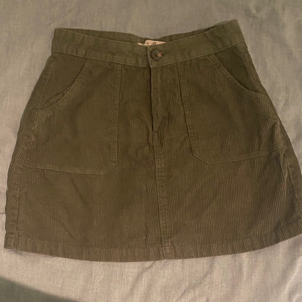 Denim&Co Dark Green Corduroy Mini Skirt